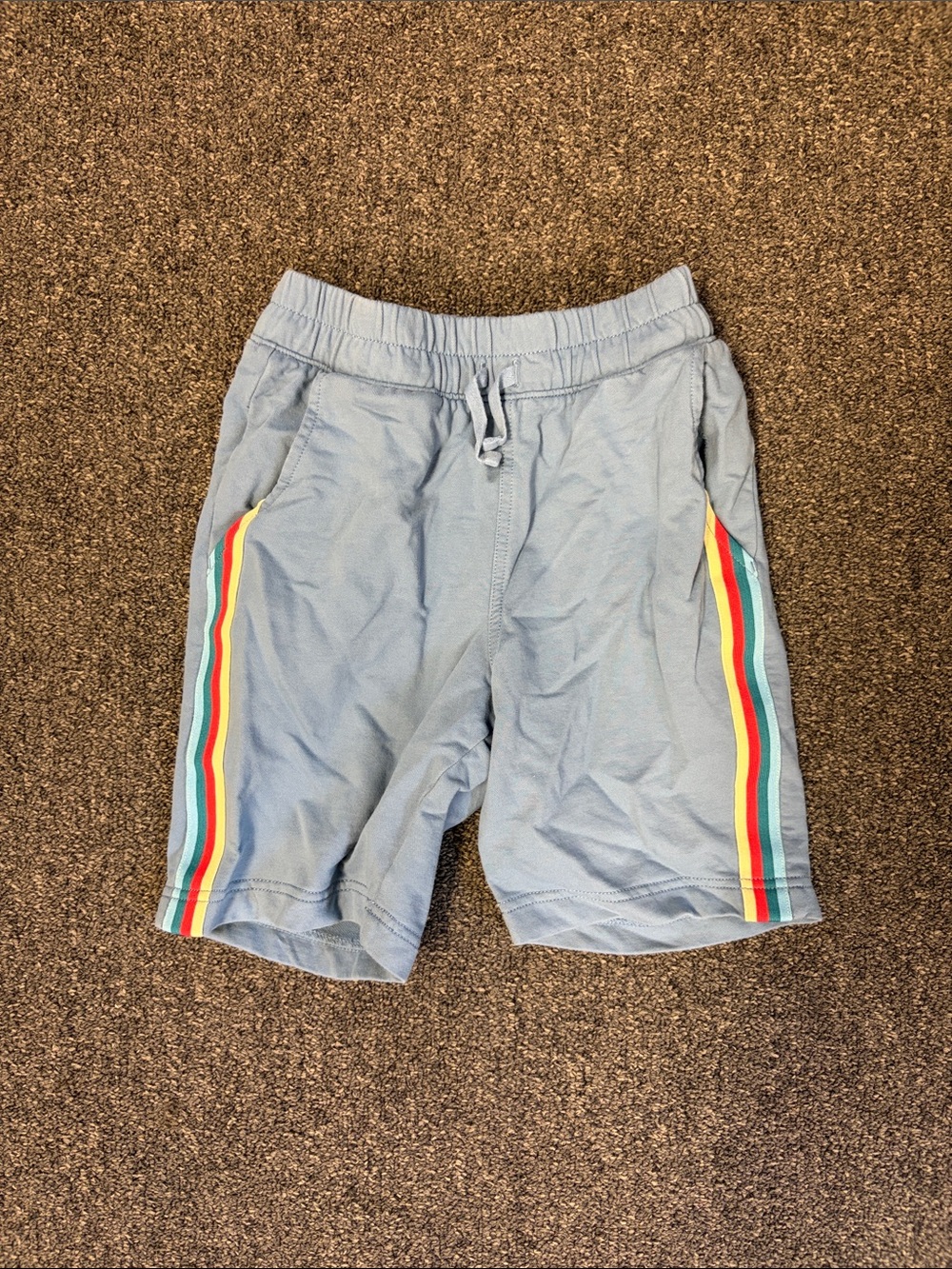 Tea Collection Light Blue Kids Shorts with Rainbow Side Stripes